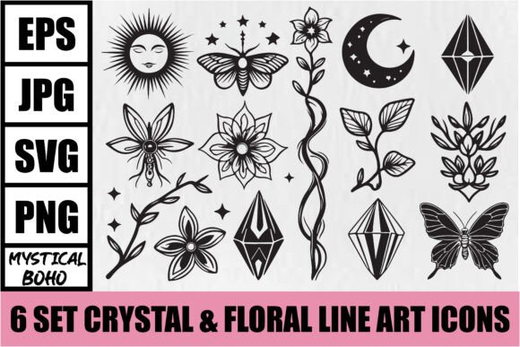 Download Mystical Boho Crystal Floral Icons - Mystical boho Collection