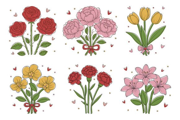 Download Color Flower Bouquets with Black Contour - Premium Bundle