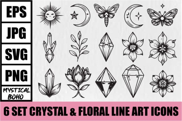 Download Mystical Boho Crystal Floral Icons - Mystical boho Collection