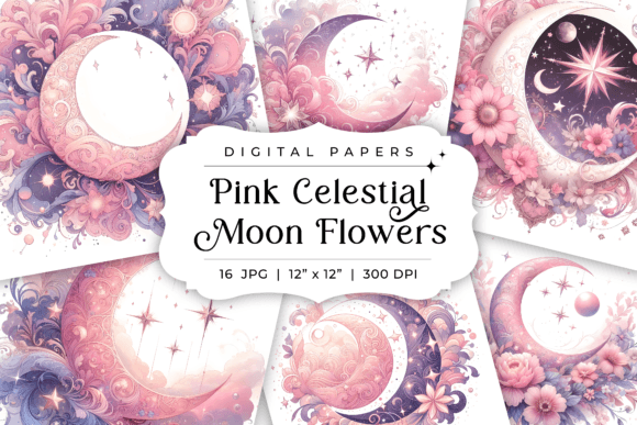 Download Pink Celestial Moon Flowers Backgrounds - Premium Resources