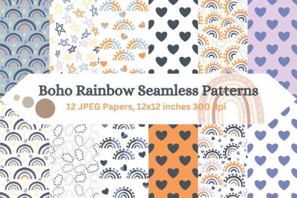 Download Mystical Boho Rainbow Patterns - Mystical boho Collection