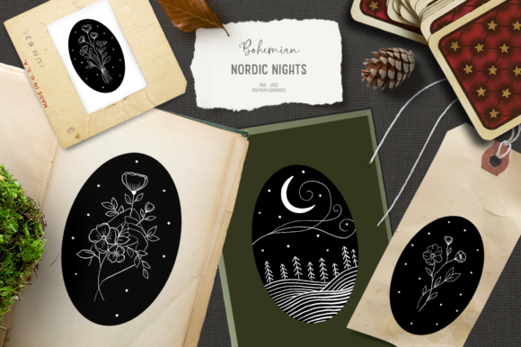 Download Mystical Boho Clipart with Flowers - Mystical boho Collection
